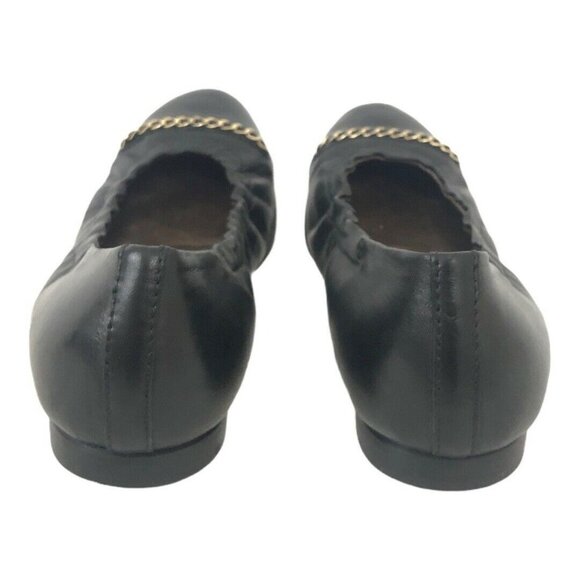 Attilio Giusti Leombruni AGL Sz 36 US 6 Black Patent Leather Chain Cap Toe Flats - Picture 5 of 8
